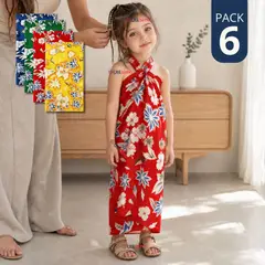 UTILISIMO - Pack 6 Pareos Pascuense Niña Hawaiano Surtidos Danza Fiestas Patrias