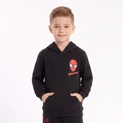 MARVEL - Polerón Cerrado Capucha Niño Spiderman Negro