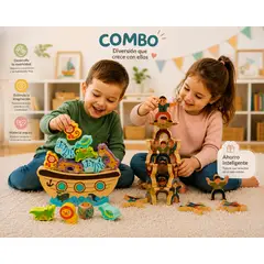 GENERICO - Juguetes de Madera Apilable para Niños Combo Animales Montessori Juego de Equilibrio Regalo 3 años