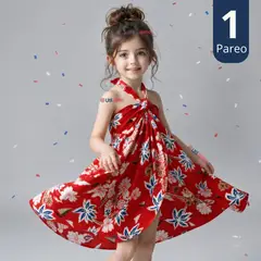 UTILISIMO - Pareo Pascuense Niña Hawaiano Rojo Danza Fiestas Patrias