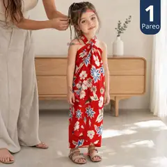 UTILISIMO - Pareo Pascuense Niña Hawaiano Rojo Danza Fiestas Patrias