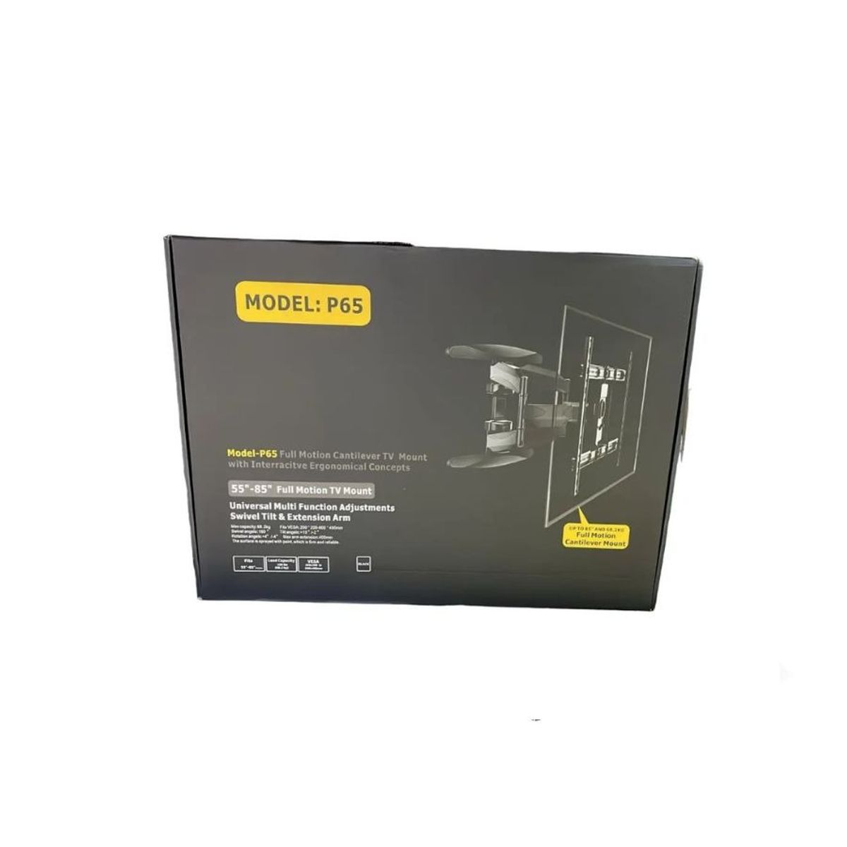 GENERICO - Soporte TV Full Motion 55 A 85 Pulgadas Brazo Articulado Giratorio Negro