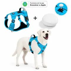 GENERICO - Arnés Reflectante para Perros con Localizador Apple Incluido - Celeste Talla L