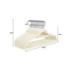 GENERICO - Set 30 Colgadores Crema Terciopelo Antideslizante Gancho Giratorio Labg