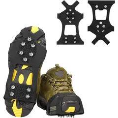 KUANGYE - Crampones con 10 Tacos de Acero, Agarres Antideslizantes para Zapatos y Botas en Hielo y Nieve