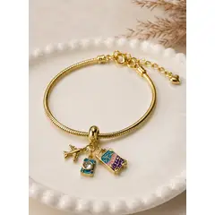 GENERICO - Pulsera tipo pandora Love travel viajes mundo mujer bisuteria joyas