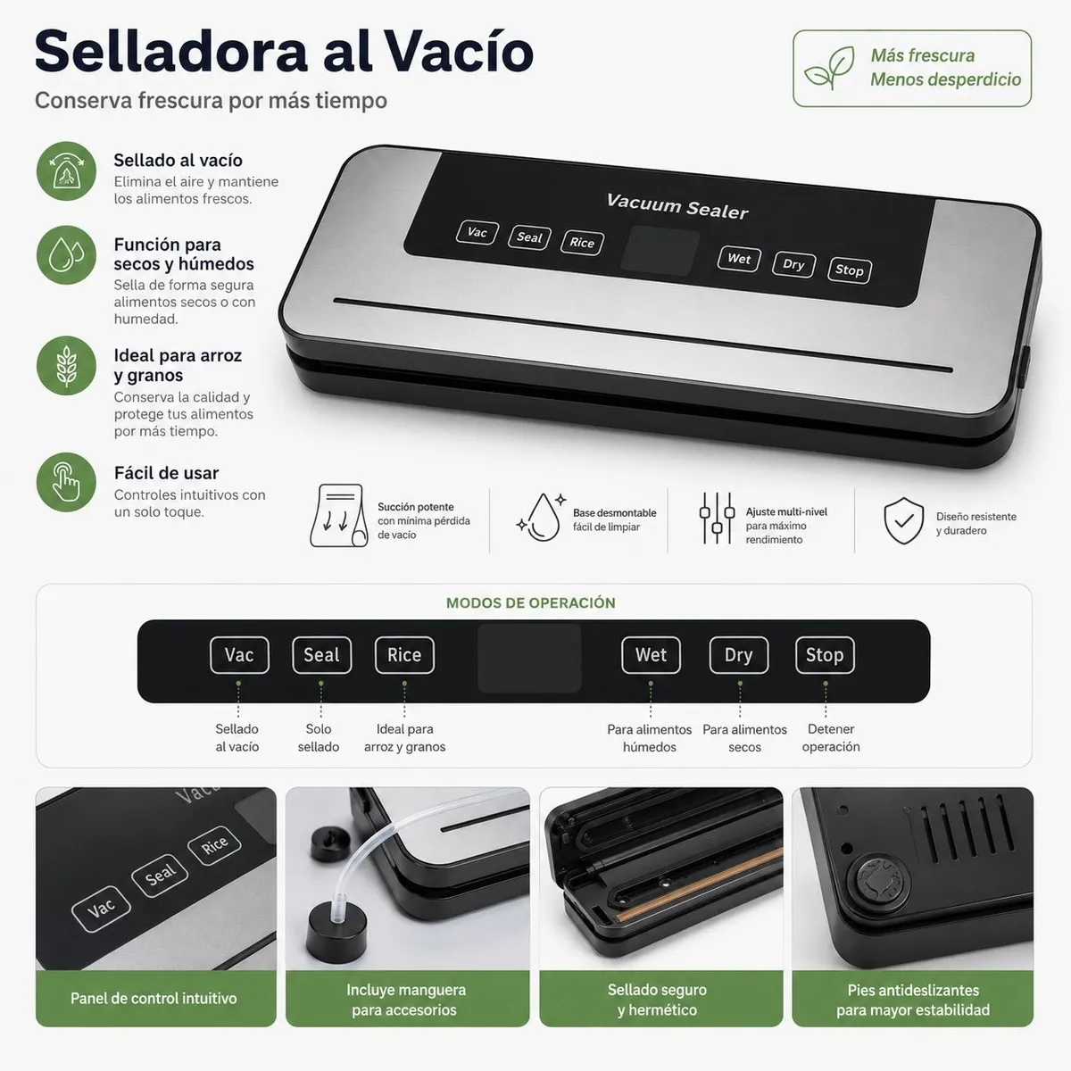 DOPA - Selladora Al Vacío Para Alimentos Con Modos Seco Y Húmedo