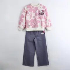 DISNEY - Conjunto Buzo Niña Minnie Flores Blanco