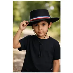GENERICO - Sombrero Chupalla Huaso Tradicional Infantil Cinta Tricolor