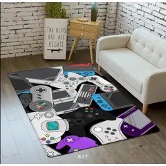 GENERICO - ALFOMBRA GAMER ANTIDESLIZANTE 120X170CM CON DISEÑO EXCLUSIVOS DE CONTROLES Y CONSOLAS GBEA