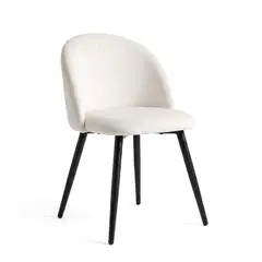 VENHOOUSE - Silla de Comedor Tapizada Acolchada Metal Moderna Sora Felpa Beige