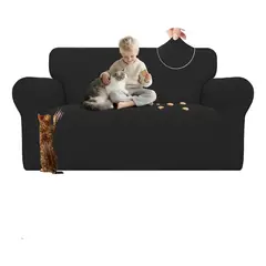 EVERSO - Funda Protectora Para Sofá Cubre Sillón 2 Cuerpos Premium NEGRO