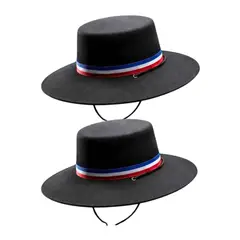 GENERICO - Sombrero Chupalla De Huaso Tradicional Con Cinta Tricolor X2