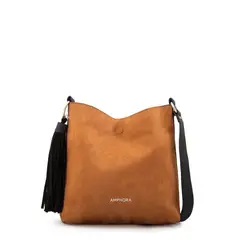 AMPHORA - Cartera bandolera reversible raven café