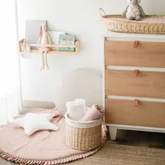 ABEJA REINA - Mat Bebe Vuelos Rosa Viejo Lino con Forro Impermeable -