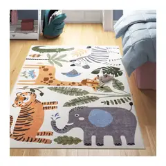 KIVARA - Alfombra Infantil Estampada 80x120 cm Jungla