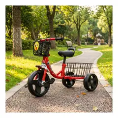 AUCKLAND OUTDOOR - Triciclo Infantil Bici Canasto Metalico Rojo