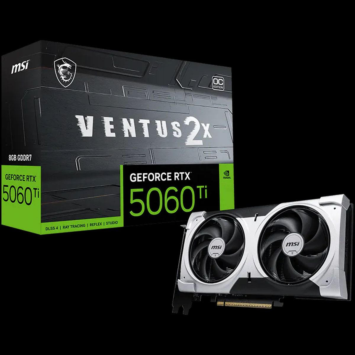 MSI - Tarjeta de Video MSI GeForce RTX 5060 Ti 8G Ventus 2X OC Plus