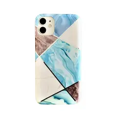 GENERICO - Carcasa compatible con iPhone 11 – Diseño Mármol Celeste, Blanco y Gris