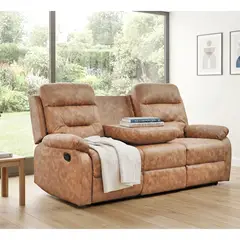 MSA MUEBLES SANTA ANA - Sofá Reclinable 3 Cuerpos Consola Life Caramel