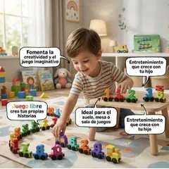 GENERICO - Tren Didáctico De Madera Montessori Con Números Magnético
