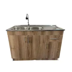 GENERICO - Kit Lavaplatos con mueble 120x50 Doble Café Secador Derecho