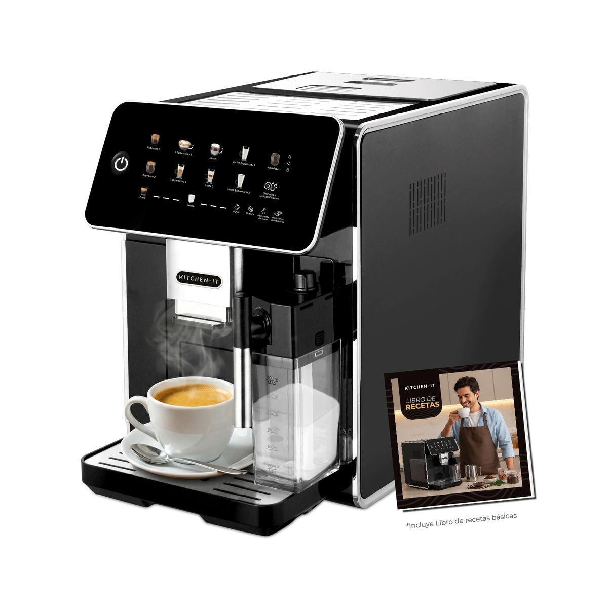KITCHEN IT - Cafetera Espresso Super Automática Latte Deluxe