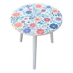 GENERICO - Mesa Centro Living Bohemio Flores Madera Redonda 2