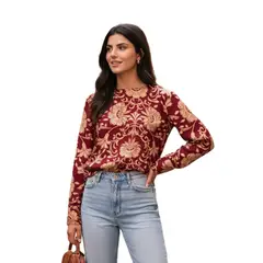 ACOCO - Blusa Ampla Bicolor Manga Larga