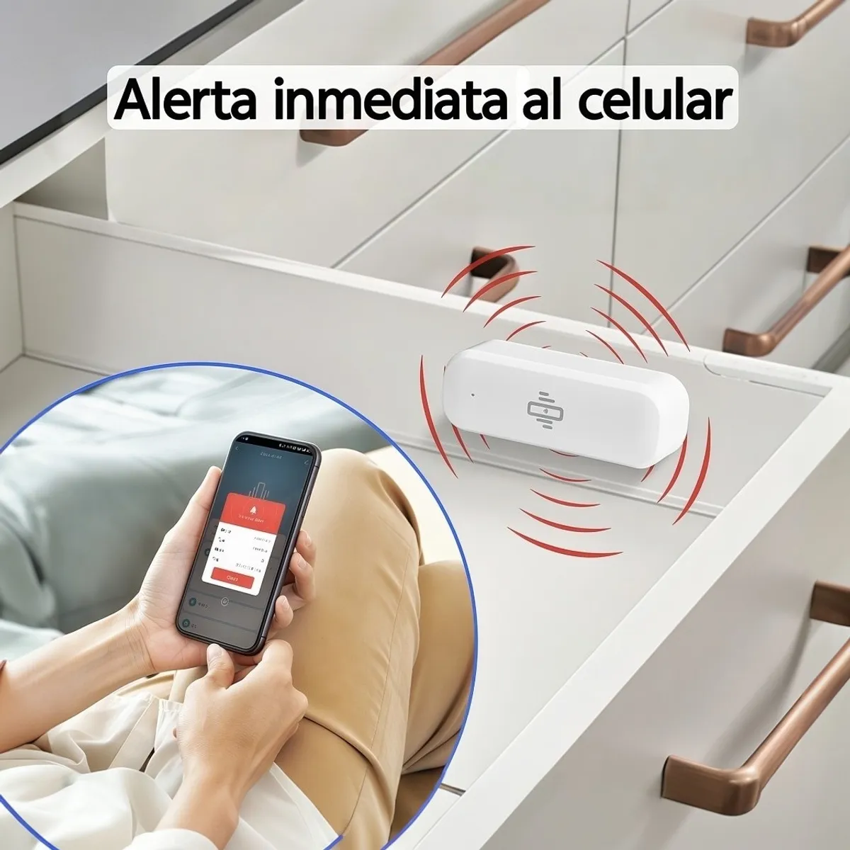 GENERICO - Sensor de Vibracion WiFi. Smart Life, Tuya. No requiere hub. Sensor inteligente. Automatización