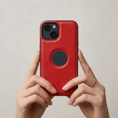 GENERICO - Carcasa Rojo Premium compatible con iPhone 13 – Tipo cuero - Diseño Elegante
