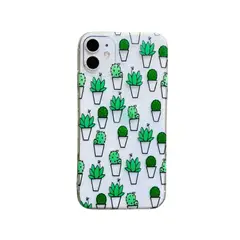GENERICO - Carcasa Transparente compatible con iPhone 11 – Diseño Cactus