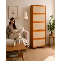 MYLHOGAR - Mueble Cómoda de Bambú con 5 Cajones para Dormitorio y Living
