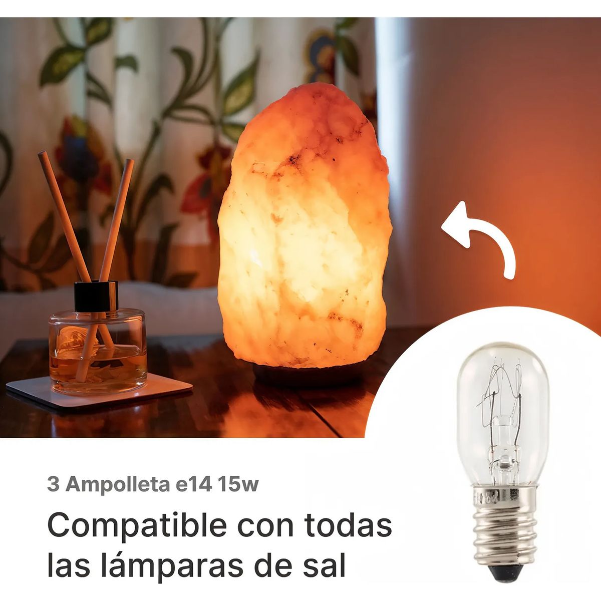 OEM - Pack 3 Ampolletas Lampara de Sal e14 repuesto