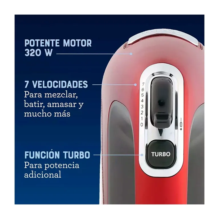 OSTER Batidora Electrica De Mano 7 Velocidades + Turbo 320W