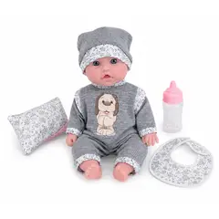 GENERICO - Juguete Muñeca Bebe 35cm Con Accesorios Gris Infantil