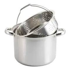 DUSSEL - Olla Cocedor Pasta Verduras 24cm Acero Inoxidable Gas Inducción Gris