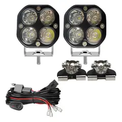 ATURE - Neblineros Led 12/24v + Ramal 2 Mts +2 Bases 360° Luz Cte.