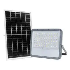 WANT - Proyector Solar Led Externo 1400 Lumens Gris Claro 6500k Ip65 Blanco