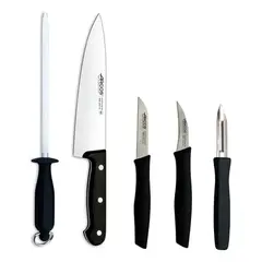 ARCOS - Set De Cuchillos 5 Piezas Astil Medio Golpe Puntilla Negro