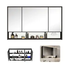 WUWAWDOGA - Mueble Botiquin Organizador Moderno Con Espejo Gabinete Baño 87x65x10cm