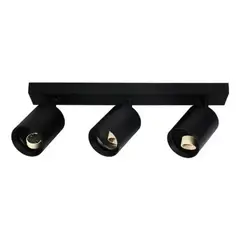 WANT - Aplique Negro 3 Focos Dirigibles Led Gu10 Techo/pared