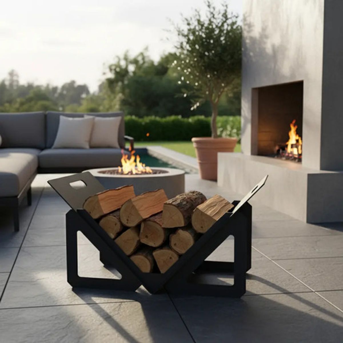 GENERICO - Leñero De Acero Premium 60x40cm Para Brasero Estufa Parrilla
