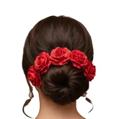 GENERICO - Set 12 Pinches De Flor Rosa Color Rojo Para Cabello Baile Huasa 11 Cm