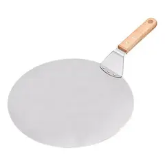 IMAHE - Pala Pizza Redonda 30cm Mango Madera Cocina Horno Pastelería Gris