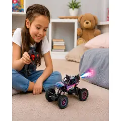 MYLHOGAR - Auto A Control Remoto Todo Terreno Climb King 116 Spray, Luces LED y Tracción 4x4