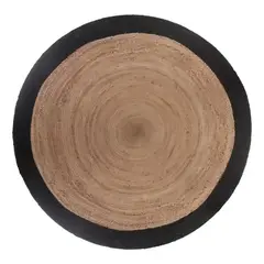 ATMOSPHERA - Alfombra Redonda Yute 120 Cm Borde Negro Para Living 1.2 M