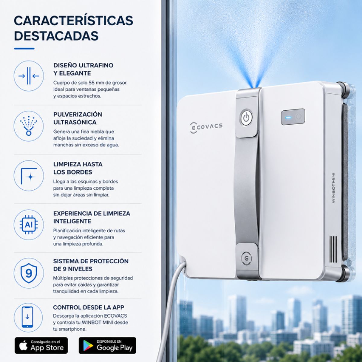 ECOVACS - Robot Limpieza Ventanas Ecovacs Winbot Mini 1