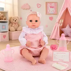 GENERICO - Muñeca Bebe Pelona Reborn Con Traje Rosa