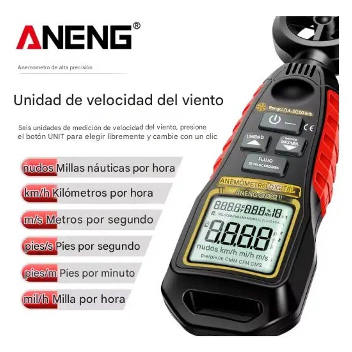 Anemómetro Digital Aneng Gn302, marca ANENG - Foto 2